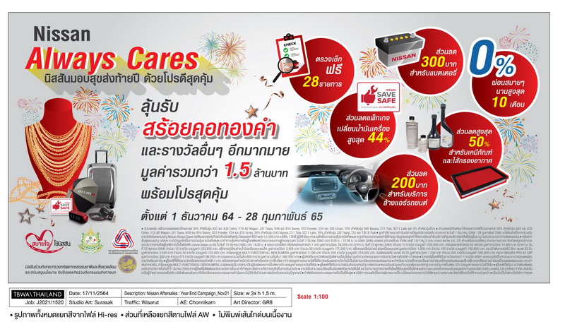 นิสสันชวนลูกค้านำรถเข้าเช็คระยะ ผ่านแคมเปญ NISSAN ALWAYS CARES