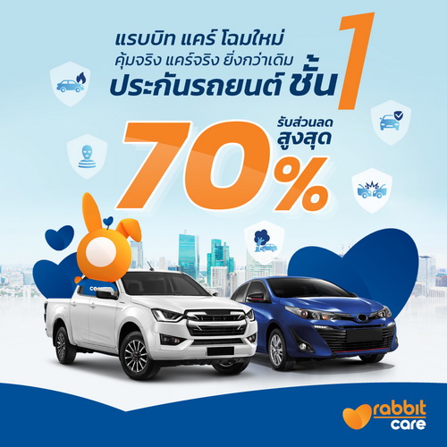 “แรบบิท แคร์” มอบโปรโมชันพิเศษประกันภัยรถยนต์ ขับดีไม่มีเคลม