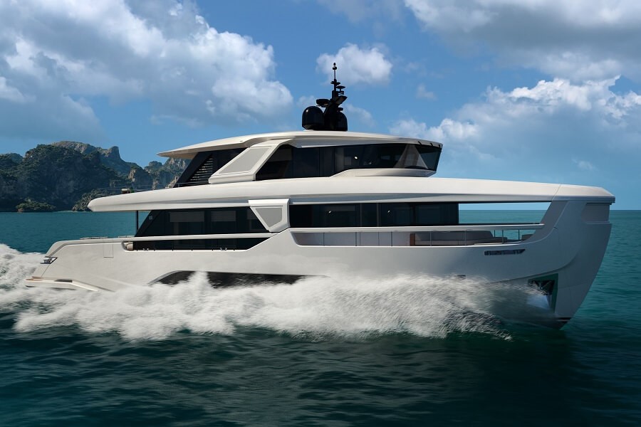 เรือยอทช์ Ferretti กำลังพัฒนา Infynito90 ที่ได้รับแรงบันดาลใจจากนักสำรวจ