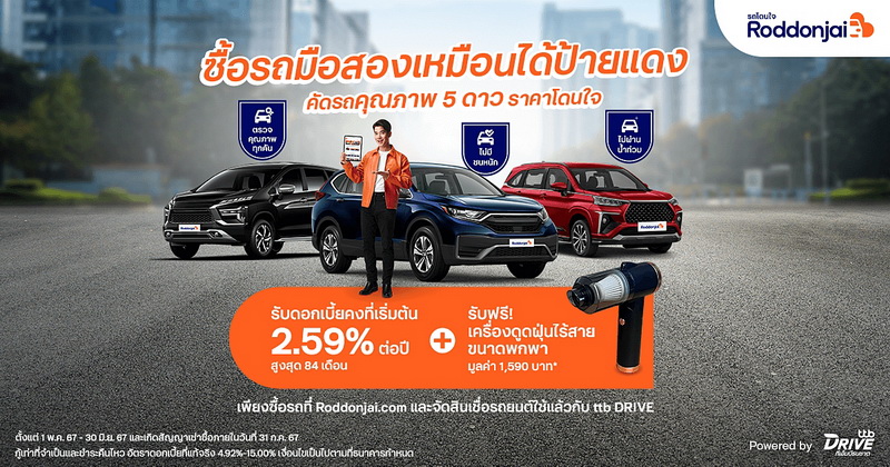 Roddonjai ชวนเป็นเจ้าของรถมือสองคุณภาพ 5 ดาวในราคาโดนใจ