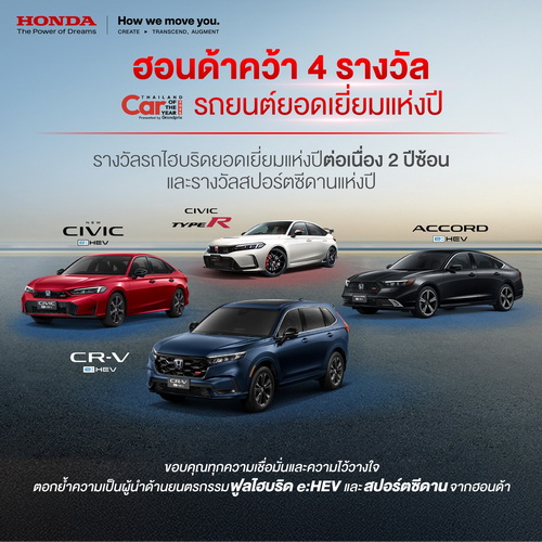 ฮอนด้า คว้า 4 รางวัล Car of the Year 2025