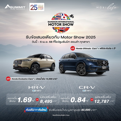 ซัมมิท ฮอนด้า ออโต้โมบิล ให้ลูกค้าได้คุ้มค่า 3 ต่อ ที่งาน บางกอก อินเตอร์เนชั่นแนล มอเตอร์โชว์ ครั้งที่ 46