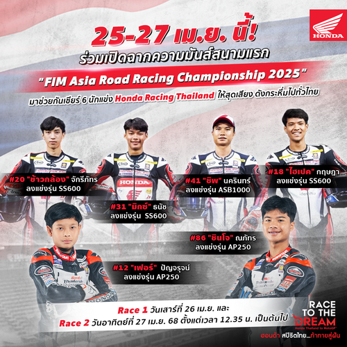 “ฮอนด้า เรซซิ่ง ไทยแลนด์” ยกทัพ Honda CBR Series พร้อมประเดิมฤดูกาลความมันส์ในศึก ARRC 2025